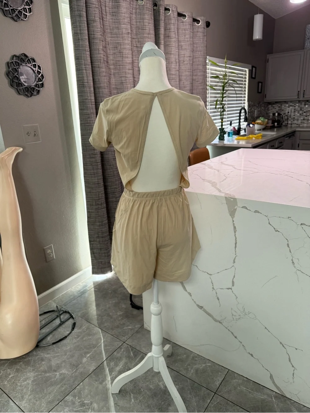 lululemon Beige Short Sleeve Romper